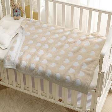 Baby Blankets for Girls Boys Toddler Double-Sided Heart Blanket,40"X 30"Soft Plush Crib Blanket Fluffy Baby Quilt Newborn Stroller Blanket,Stone