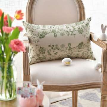 AVOIN Easter Bunny Throw Pillow Cover for Home Decor