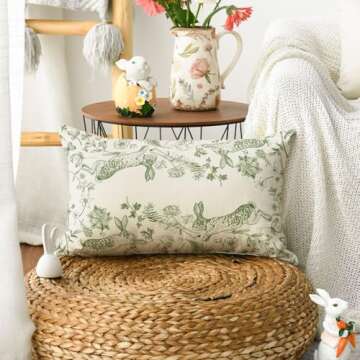 AVOIN Easter Bunny Throw Pillow Cover for Home Decor