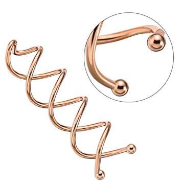 Coil Hair Pin Non-Scratch Round Tips Twist Screw Hair Pin for DIY Hair Style (Rose Gold, 50 Pieces)