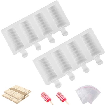 Joho Baking Ice Cream Molds Set - 2 Pack Silicone Popsicle Molds for Homemade Treats