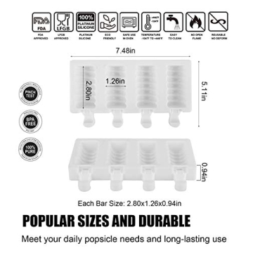 Joho Baking Ice Cream Molds Set - 2 Pack Silicone Popsicle Molds for Homemade Treats