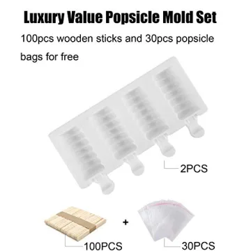 Joho Baking Ice Cream Molds Set - 2 Pack Silicone Popsicle Molds for Homemade Treats