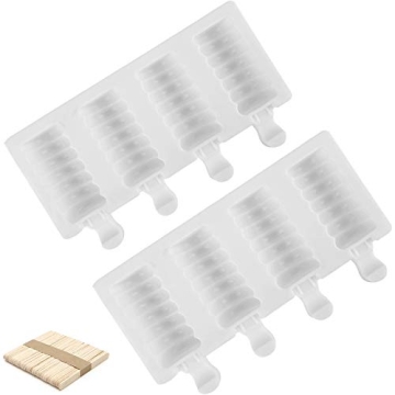 Joho Baking Ice Cream Molds Set - 2 Pack Silicone Popsicle Molds for Homemade Treats