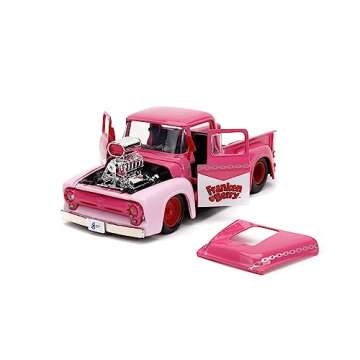 Franken Berry 1:24 1956 Ford F-100 Die-Cast Car & 2.75" Franken Berry Figure, Toys for Kids and Adults,Pink