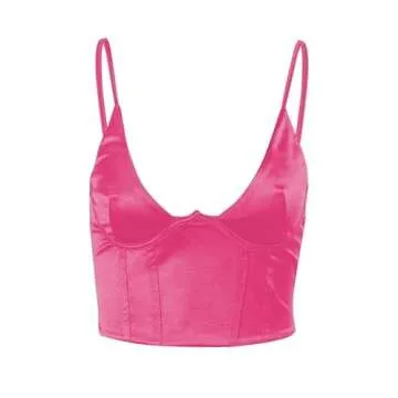 Stylish SOFIA'S CHOICE Women's Satin Corset Top in Pink