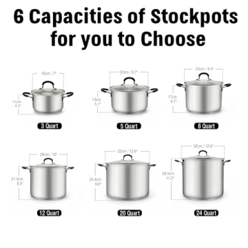 Professional 20 Quart Cook N Home Stockpot with Glass Lid