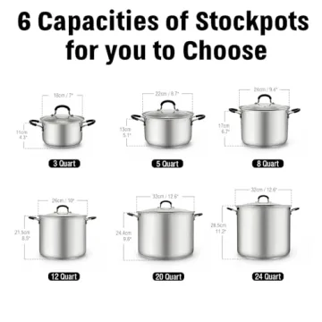 Professional 20 Quart Cook N Home Stockpot with Glass Lid