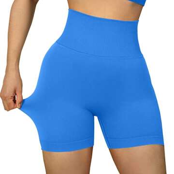 JN JANPRINT Workout Biker Shorts for Women Seamless Scrunch Gym Yoga Active Tummy Control Intensify Running Amplify Shorts Blue
