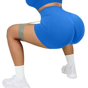 JN JANPRINT Workout Biker Shorts for Women Seamless Scrunch Gym Yoga Active Tummy Control Intensify Running Amplify Shorts Blue