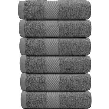 White Classic Luxury Hand Towels for Bathroom-Hotel-Spa-Kitchen-Set - Circlet Egyptian Cotton - 16x30 Inches - Set of 6 (Dark Gray)