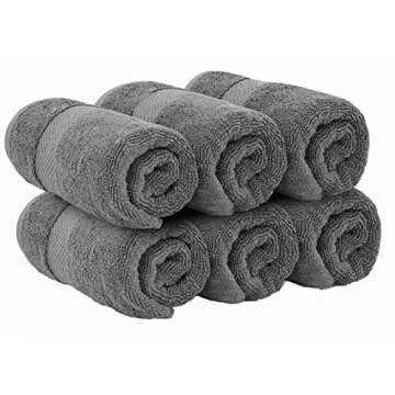 White Classic Luxury Hand Towels for Bathroom-Hotel-Spa-Kitchen-Set - Circlet Egyptian Cotton - 16x30 Inches - Set of 6 (Dark Gray)