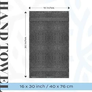 White Classic Luxury Hand Towels for Bathroom-Hotel-Spa-Kitchen-Set - Circlet Egyptian Cotton - 16x30 Inches - Set of 6 (Dark Gray)