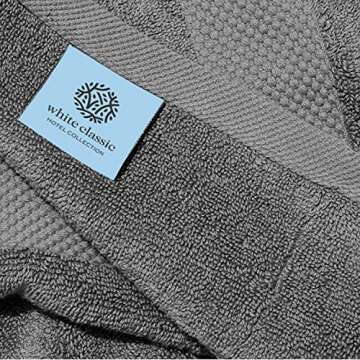 White Classic Luxury Hand Towels for Bathroom-Hotel-Spa-Kitchen-Set - Circlet Egyptian Cotton - 16x30 Inches - Set of 6 (Dark Gray)