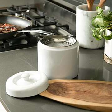 RSVP International Stoneware Grease Keeper, 6 Cup, White