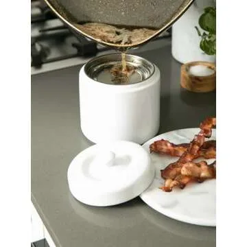 RSVP International Stoneware Grease Keeper, 6 Cup, White