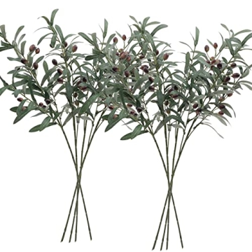 SHACOS 8 PCS Fake Olive Tree Branches Faux Olive Branches for Vase 28 inch Long Olive Stems Artifici...