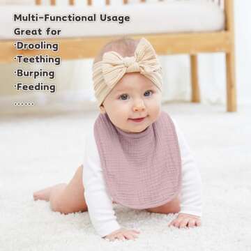 Stylish Adjustable Baby Drooling Bibs - 6 Pack Muslin