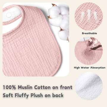 Stylish Adjustable Baby Drooling Bibs - 6 Pack Muslin
