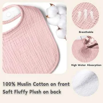 Stylish Adjustable Baby Drooling Bibs - 6 Pack Muslin