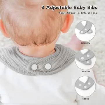 Stylish Adjustable Baby Drooling Bibs - 6 Pack Muslin