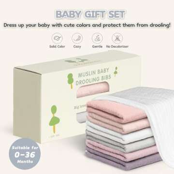 Stylish Adjustable Baby Drooling Bibs - 6 Pack Muslin