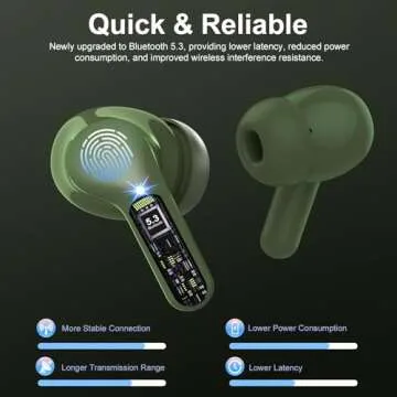 Bluetooth 5.3 Wireless Earbuds - HiFi Stereo with ENC Mic, IP7, 48H Use