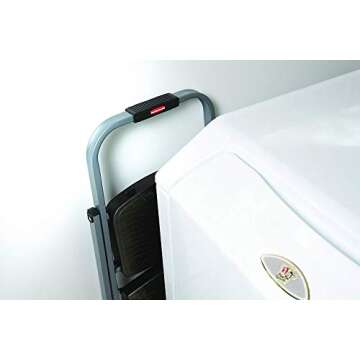 Rubbermaid 3-Step Steel Ladder,Folding Step Stool with Hand Grip and Non-Slip Feet, Silver, Tested to ANSI US Safety Standards, No Assembly Required