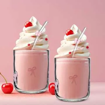 Skylety Pink Bow Icon Juice Glass Set - Fashionable Drinkware