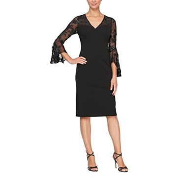 Alex Evenings Women's Short Shift Cocktail Dress - Elegant Black Lace