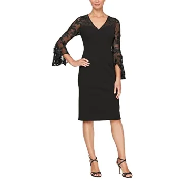 Alex Evenings Women's Short Shift Cocktail Dress - Elegant Black Lace