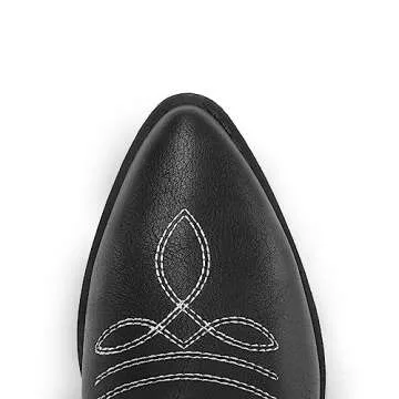 mysoft Women's Western Cowboy Boots Embroidered Mid-Calf Pointed Toe Cowgirl Boot, Available for Regular and Wide Calf