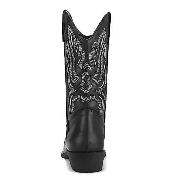 mysoft Women's Western Cowboy Boots Embroidered Mid-Calf Pointed Toe Cowgirl Boot, Available for Regular and Wide Calf