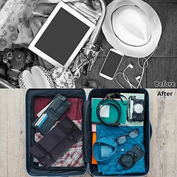 Wodison Foldable Clear Hanging Travel Toiletry Bag Cosmetic Organizer Storage (Black)