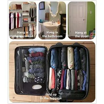 Wodison Foldable Clear Hanging Travel Toiletry Bag Cosmetic Organizer Storage (Black)