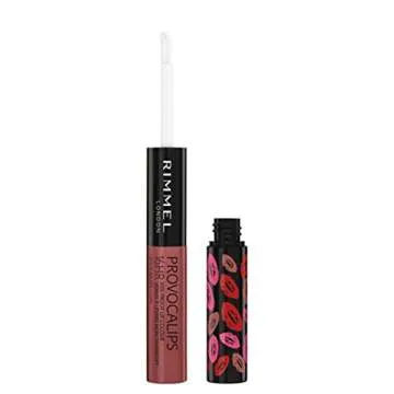 Rimmel London Provocalips 16hr Kiss-Proof Lip Color - Two-Step Liquid Lipstick to Lock in Color and Shine - 215 Summer Lovin, .14 fl.oz.