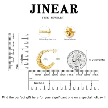 14K Gold Plated Croissant Hoop Earrings Elegant Style