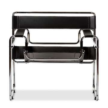 Baxton Studio Jericho Leather Accent Chair, Black (A-2303-HiT)