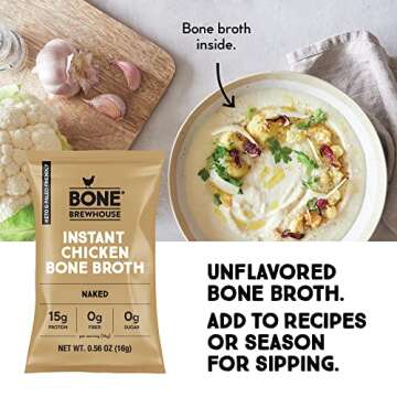Bone Brewhouse - Unflavored Chicken Bone Broth Protein Powder - Keto & Paleo Friendly - Instant Soup...