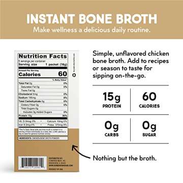 Bone Brewhouse - Unflavored Chicken Bone Broth Protein Powder - Keto & Paleo Friendly - Instant Soup Broth - 15g Protein - Natural Collagen, Gluten-Free & Dairy Free - 5 Servings