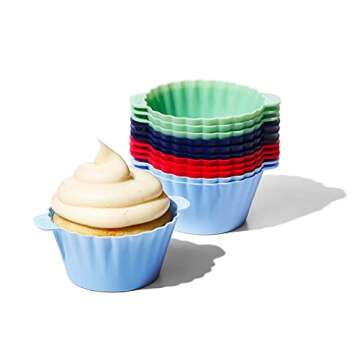 OXO Good Grips Silicone Baking Cups, Pack of 12, Reusable, BPA-Free, Dishwasher Safe, Non-Stick, Foo...