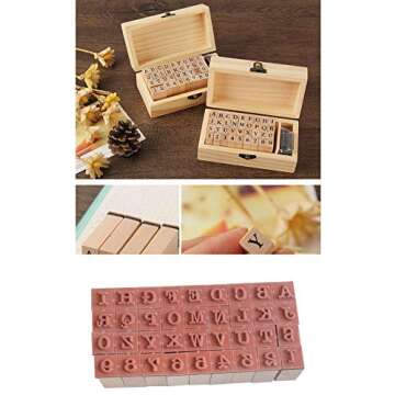 Pack of 36 Pcs Small Wooden Rubber Stamps 0.2 Inch of Letter and Number for DIY Craft Card and Photo Album (B)