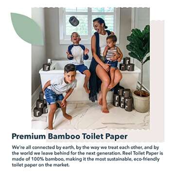 Reel Premium Toilet Paper - 12 Rolls of Toilet Paper - 3-Ply Made from Tree-Free - Zero Plastic Packaging, Septic Safe