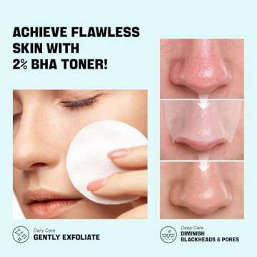 Salicylic Acid Toner, Blackhead Remover, BHA Liquid Exfoliant (CICA, 6.76OZ), ZealSea Pore Minimizer for Face, Gentle Alcohol Free BHA Toner for All Skin Type with Niacinamide, Redness Relief, Vegan