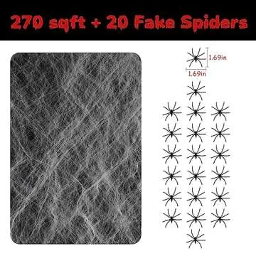 GKGG 270 sqft Halloween Spider Webs Decorations with 20 Extra Fake Spiders, Super Practical Spider Web for Halloween Decor Outdoor and Indoor