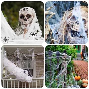 GKGG 270 sqft Halloween Spider Webs Decorations with 20 Extra Fake Spiders, Super Practical Spider Web for Halloween Decor Outdoor and Indoor