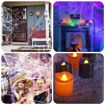 GKGG 270 sqft Halloween Spider Webs Decorations with 20 Extra Fake Spiders, Super Practical Spider Web for Halloween Decor Outdoor and Indoor