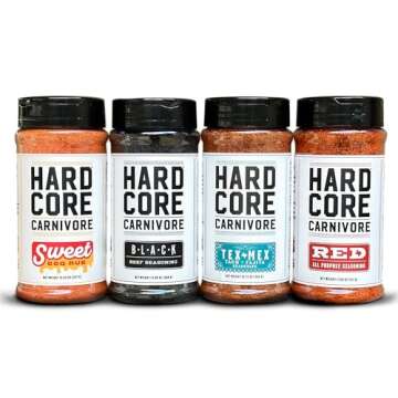 Hardcore Carnivore CORE PACK: Black, Red, Tex Mex, Sweet BBQ Seasoning (4 pk)