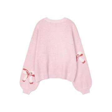 Libsorge Oversized Cute Bow Tie Sweater for All Seasons