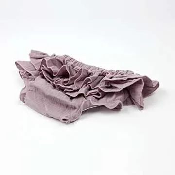 HOOLCHEAN Baby Girls Cotton Gauze Ruffle Bloomer Shorts with Bowknot Headband (Grey purple, S: 0-6 Months)